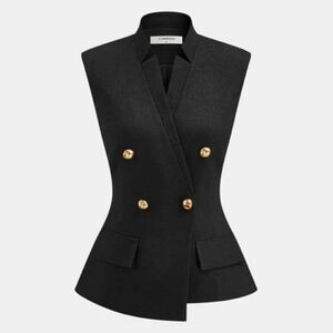 Commense Black Vest with Gold Buttons